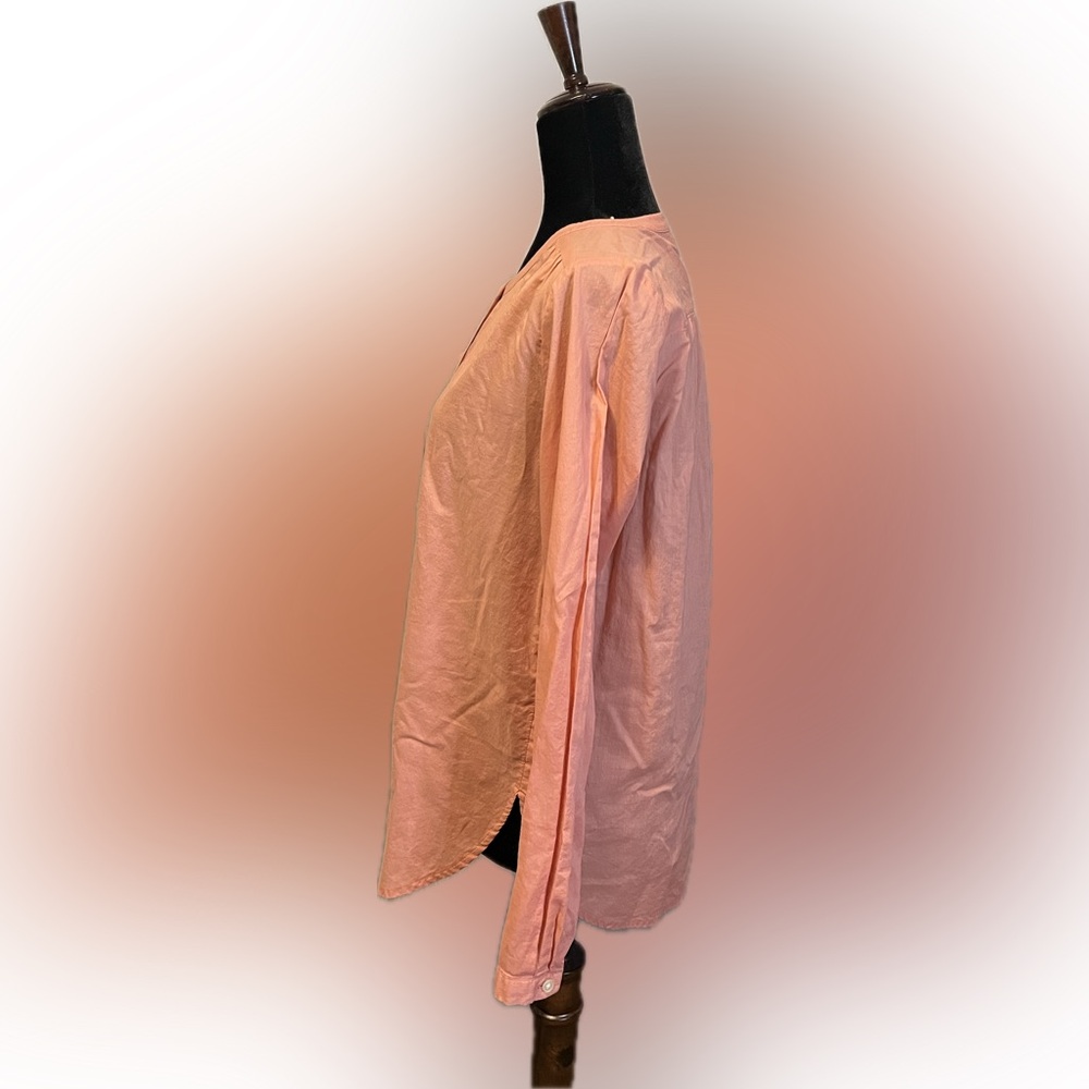 LOFT by Ann Taylor Peachy Pink Mandarin Collar Button Down Top size S - Picture 4 of 12